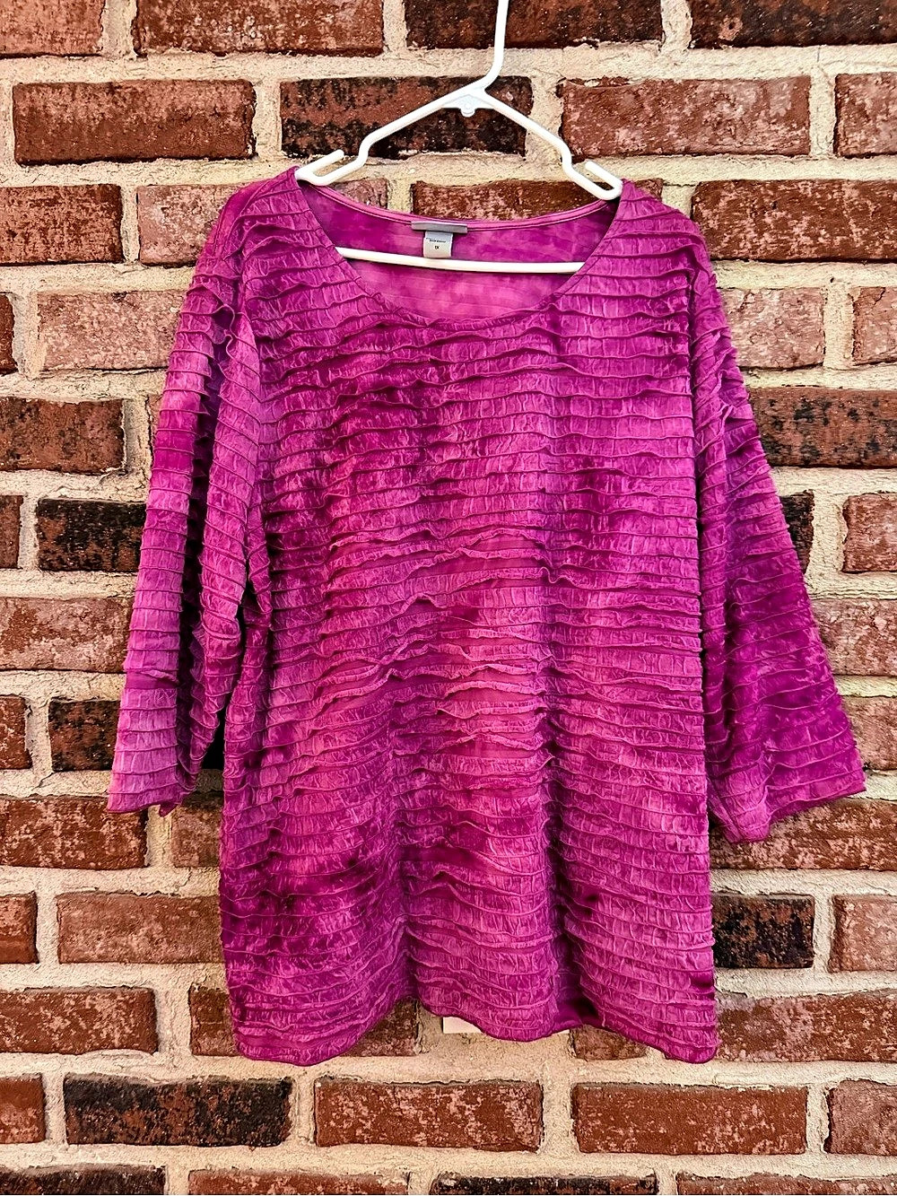 Catherines Textured Long Sleeve Tunic Pink 1X Like New